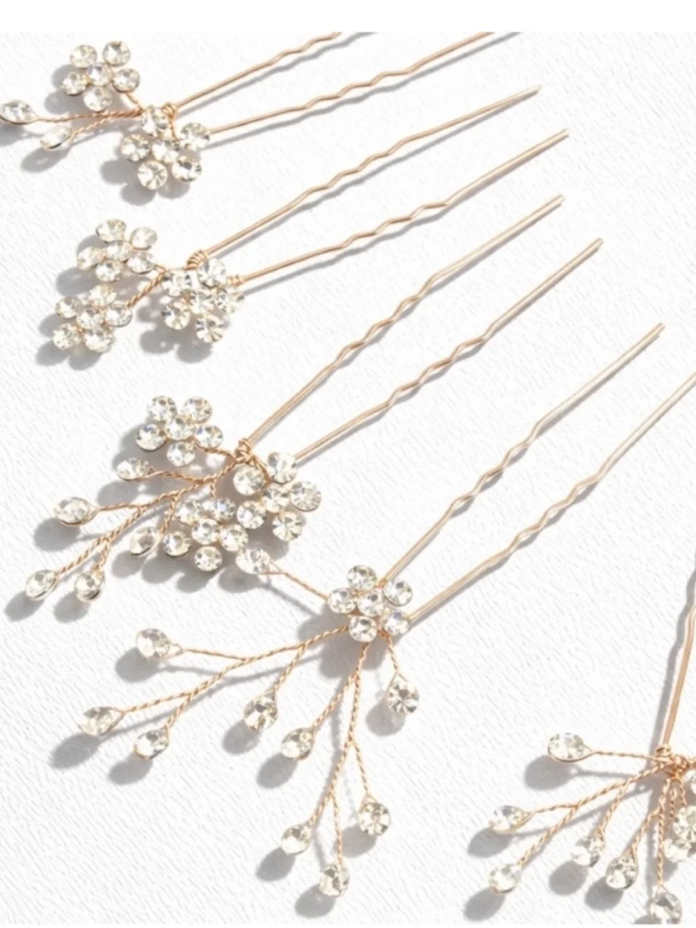 New! Gold Rhinestone Crystal Bobby Pin Set (5) NWOT